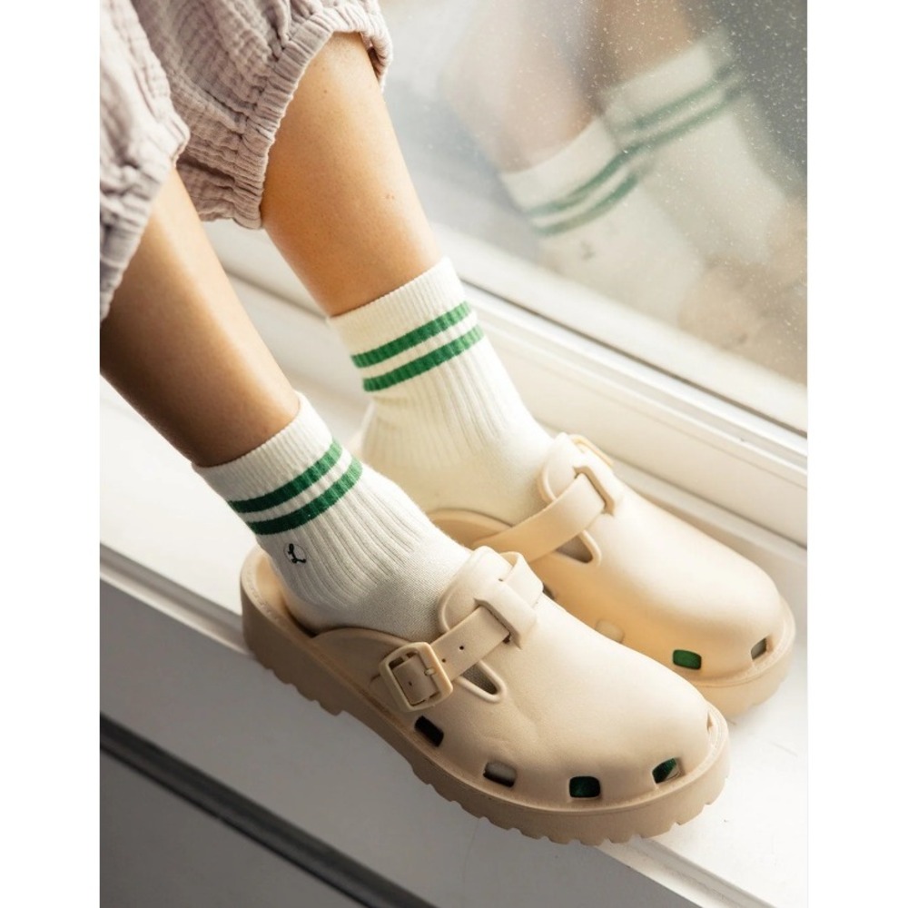 Free People Clog Shoes Women 7 Beige Platform Buckle Strap Rubber Mules‎